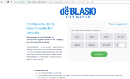 Sistema de doações individuais para a Campanha do prefeito reeleito